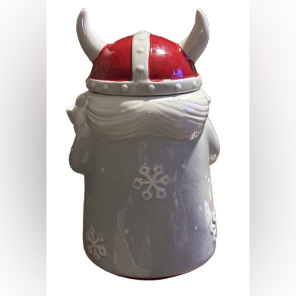 Viking Santa gnome Holiday Cookie Jar - Red and White - Picture 5 of 7